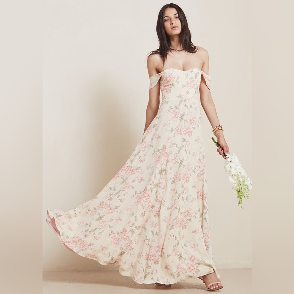 Reformation Constance Off-the-Shoulder Maxi Dress in Edith - Size XS
